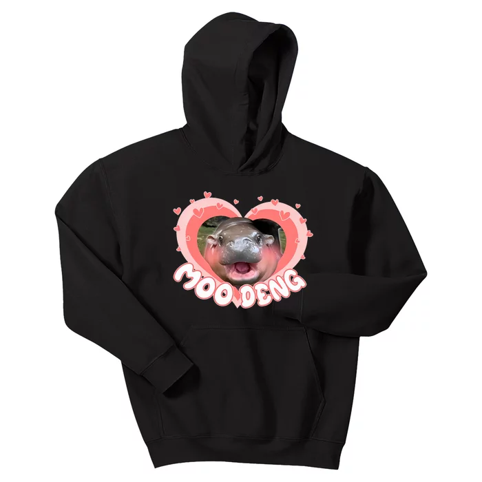 I Love Moo Deng Baby Hippo Moo Deng I Heart Moo Deng Kids Hoodie