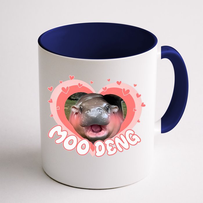 I Love Moo Deng Baby Hippo Moo Deng I Heart Moo Deng Front & Back Coffee Mug