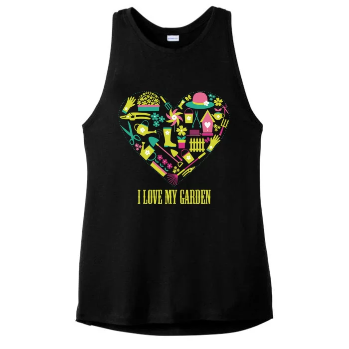 I Love My Garden Abstract Heart Ladies Tri-Blend Wicking Tank