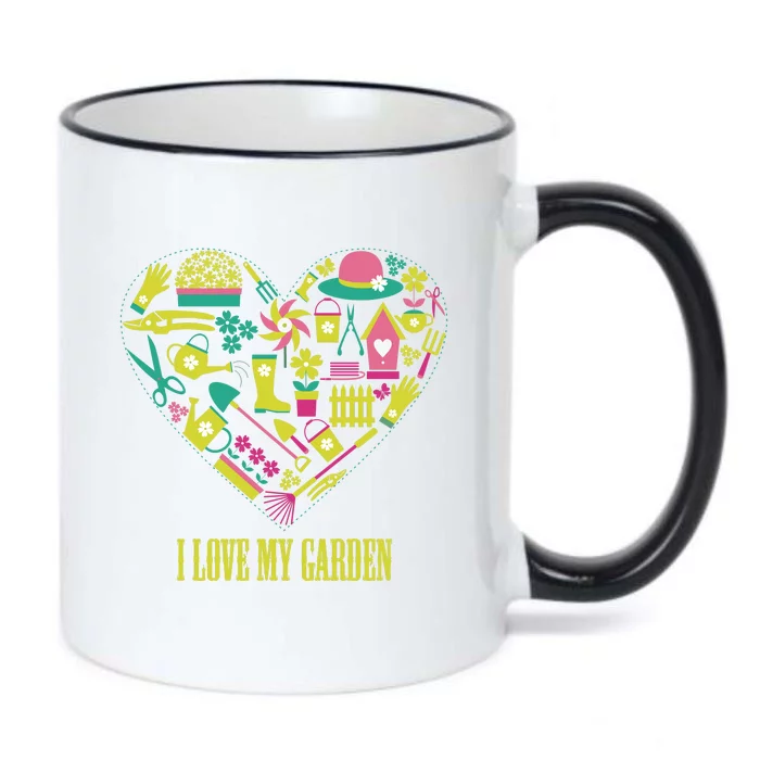 I Love My Garden Abstract Heart Black Color Changing Mug