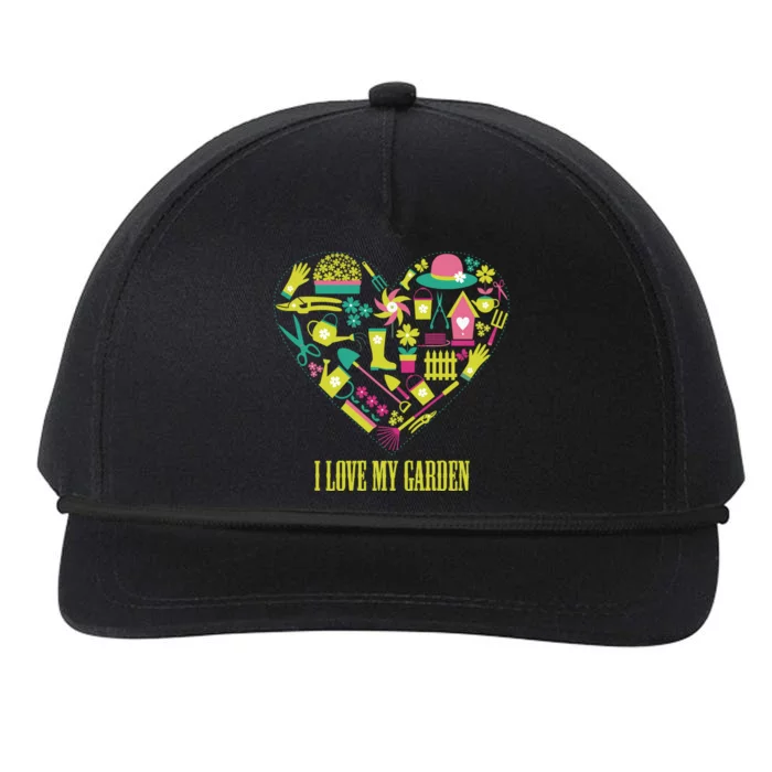 I Love My Garden Abstract Heart Snapback Five-Panel Rope Hat