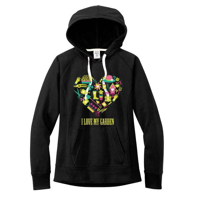 I Love My Garden Abstract Heart Women's Fleece Hoodie