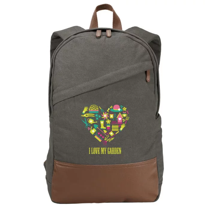 I Love My Garden Abstract Heart Cotton Canvas Backpack