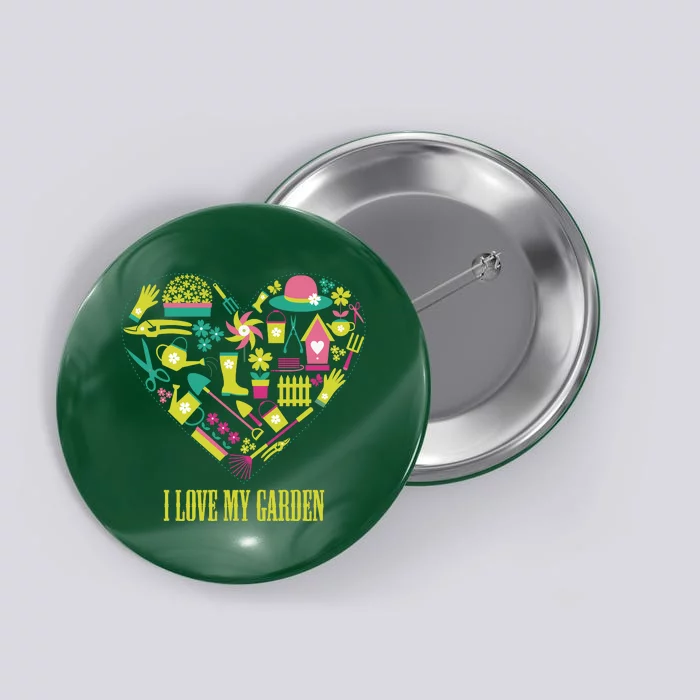 I Love My Garden Abstract Heart Button