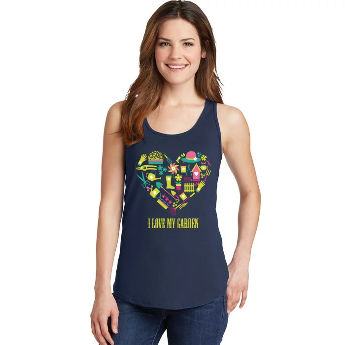 I Love My Garden Abstract Heart Ladies Essential Tank