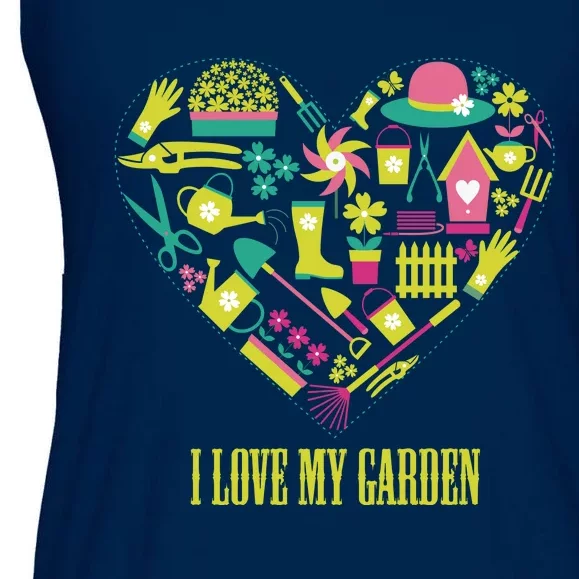 I Love My Garden Abstract Heart Ladies Essential Flowy Tank