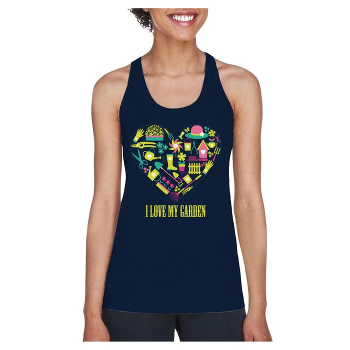 I Love My Garden Abstract Heart Women's Racerback Tank