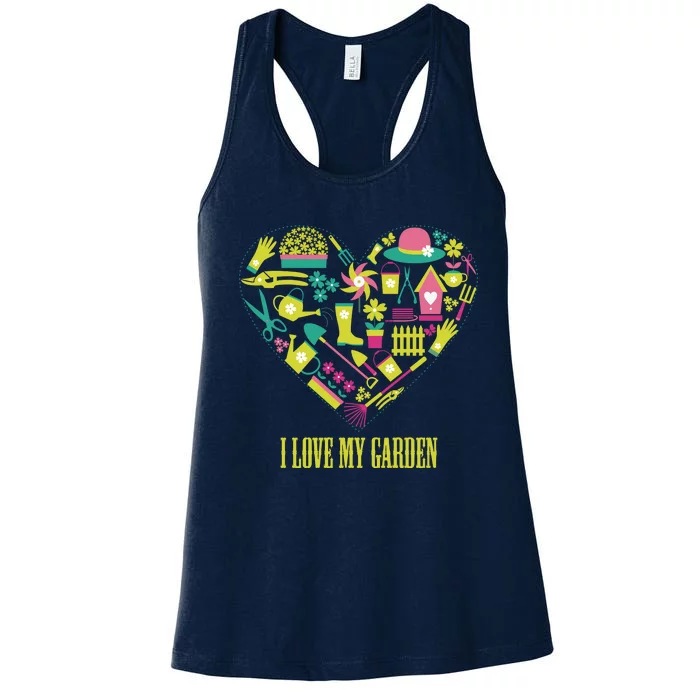 I Love My Garden Abstract Heart Women's Racerback Tank