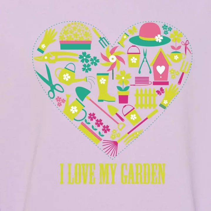 I Love My Garden Abstract Heart Garment-Dyed Sweatshirt