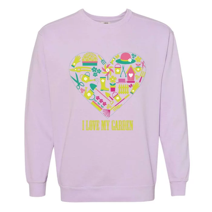 I Love My Garden Abstract Heart Garment-Dyed Sweatshirt