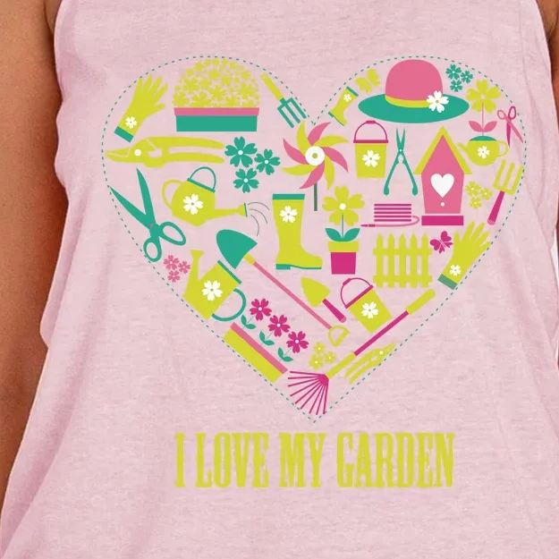 I Love My Garden Abstract Heart Women's Knotted Racerback Tank