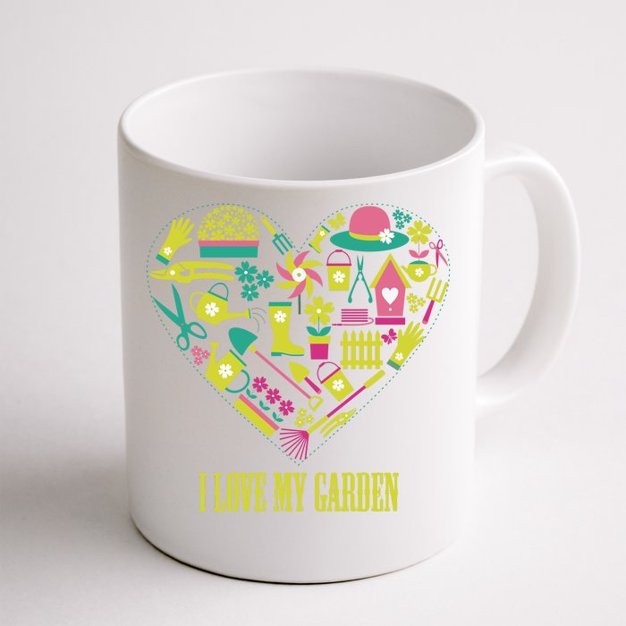 I Love My Garden Abstract Heart Front & Back Coffee Mug