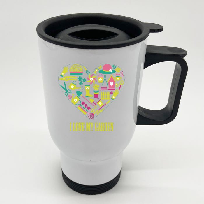 I Love My Garden Abstract Heart Front & Back Stainless Steel Travel Mug