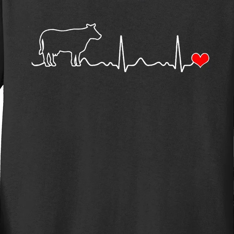 I Love My Cow Valve Ekg Heartbeat Heart Patient Kids Long Sleeve Shirt