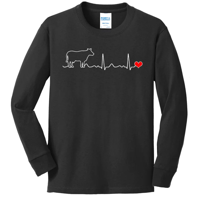 I Love My Cow Valve Ekg Heartbeat Heart Patient Kids Long Sleeve Shirt