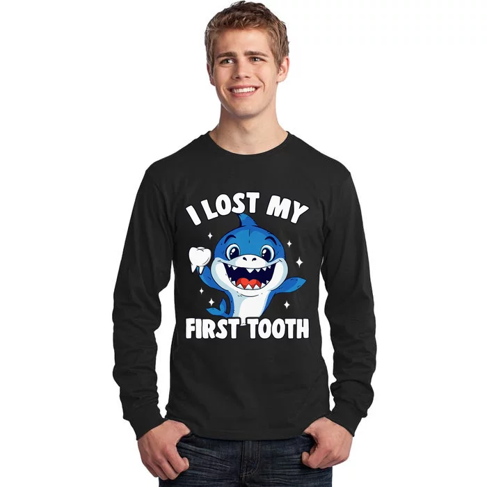 I Lost My First Tooth Tooth Fairy Teeth Out Funny Shark Tall Long Sleeve T-Shirt