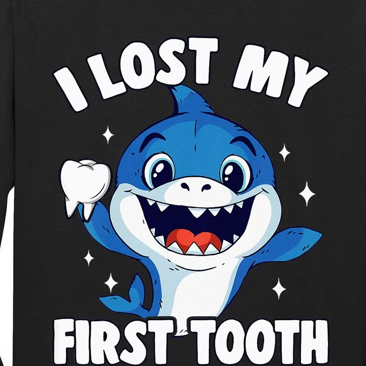 I Lost My First Tooth Tooth Fairy Teeth Out Funny Shark Tall Long Sleeve T-Shirt