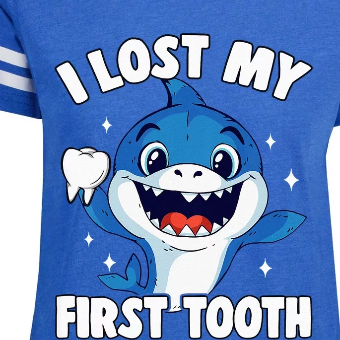 I Lost My First Tooth Tooth Fairy Teeth Out Funny Shark Enza Ladies Jersey Football T-Shirt