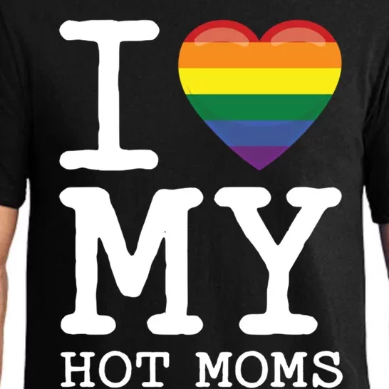 I Love My Hot Moms Rainbow Heart Son Daughter Gay Homosexual Gift Pajama Set