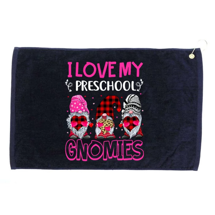 I Love My Preschool Gnomies Valentines Day Gnome Teacher Cute Gift Grommeted Golf Towel