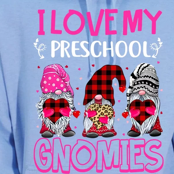 I Love My Preschool Gnomies Valentines Day Gnome Teacher Cute Gift Unisex Surf Hoodie