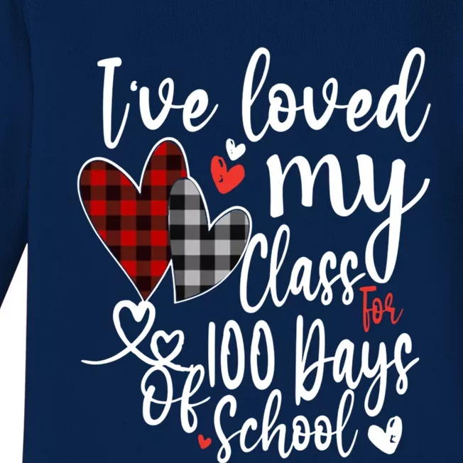 I've Loved My Class For 100 Days Of School Cute Plaid Hearts Great Gift Baby Long Sleeve Bodysuit