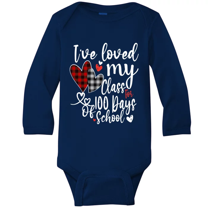 I've Loved My Class For 100 Days Of School Cute Plaid Hearts Great Gift Baby Long Sleeve Bodysuit