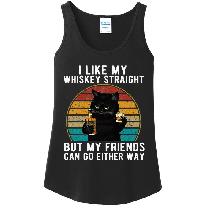 I Like My Whiskey Straight But My Friends Can Go Either Way Ladies Essential Tank