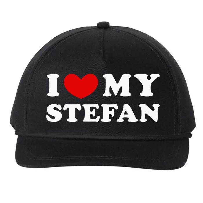 I Love My Stefan I Heart My Stefan Snapback Five-Panel Rope Hat