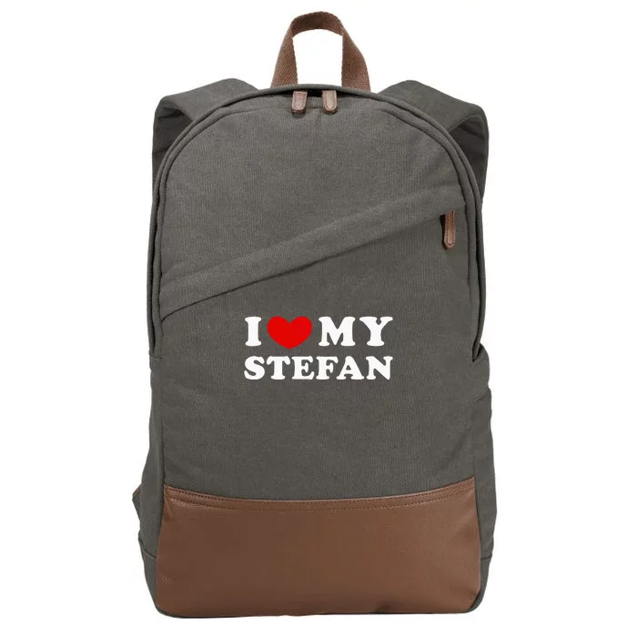 I Love My Stefan I Heart My Stefan Cotton Canvas Backpack