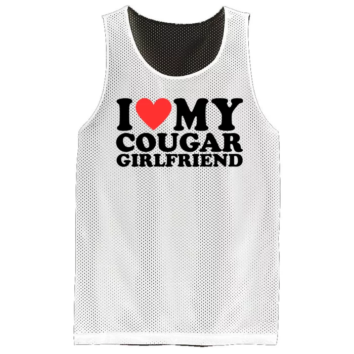 I Love My Cougar Girlfriend Funny Mesh Reversible Basketball Jersey Tank