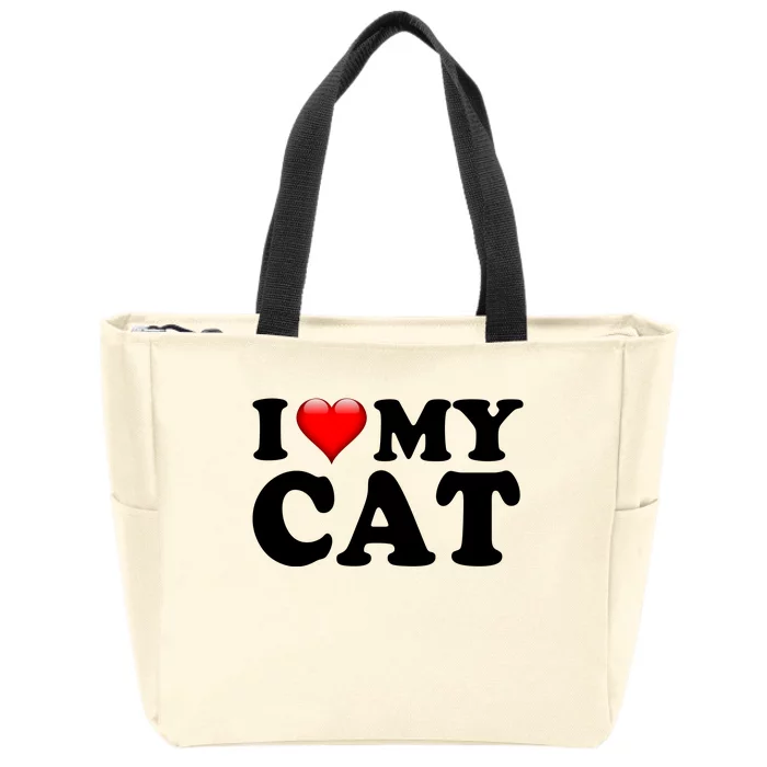 I Love My Cat Zip Tote Bag