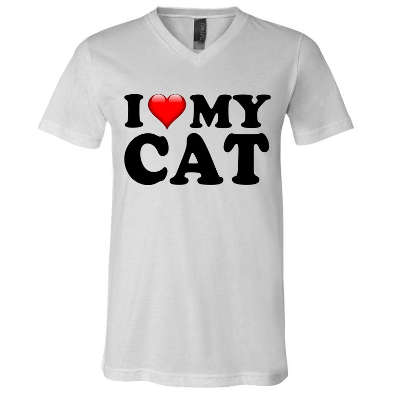 I Love My Cat V-Neck T-Shirt