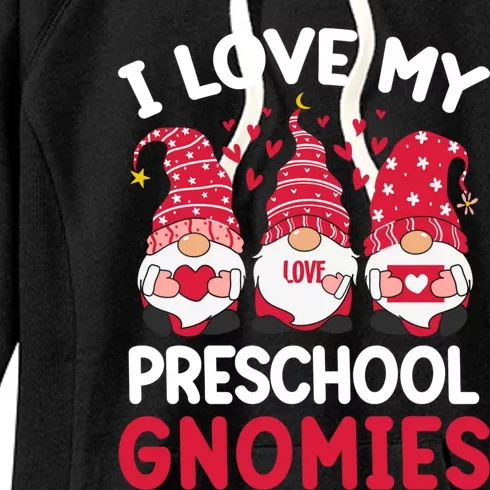 I Love My Preschool Gnomies Valentines Day Teacher Gnome Great Gift Women's Fleece Hoodie