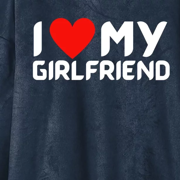 I Love My GF Girlfriend Heart Hooded Wearable Blanket