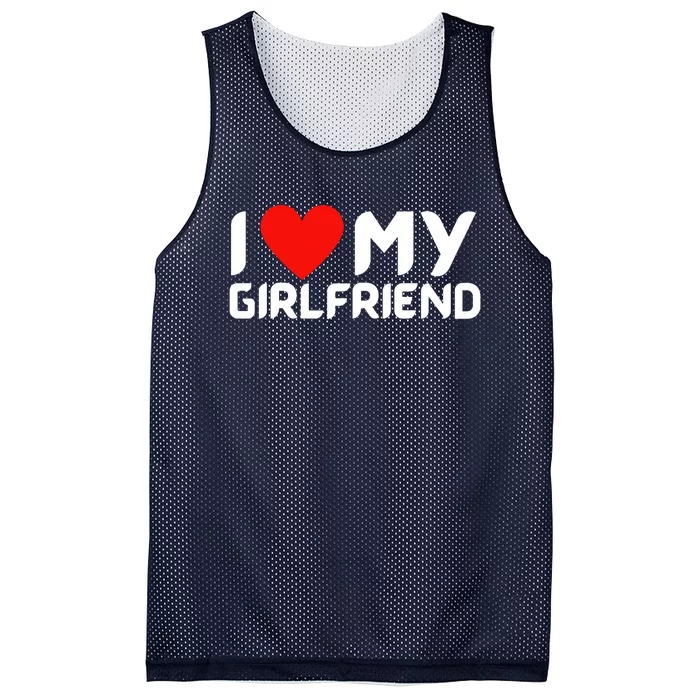 I Love My GF Girlfriend Heart Mesh Reversible Basketball Jersey Tank