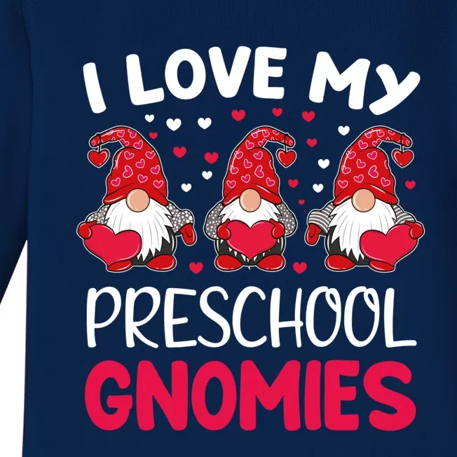 I Love My Preschool Gnomies Valentine's Day Teacher Funny Gift Meaningful Gift Baby Long Sleeve Bodysuit