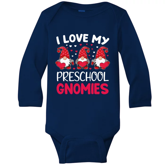 I Love My Preschool Gnomies Valentine's Day Teacher Funny Gift Meaningful Gift Baby Long Sleeve Bodysuit