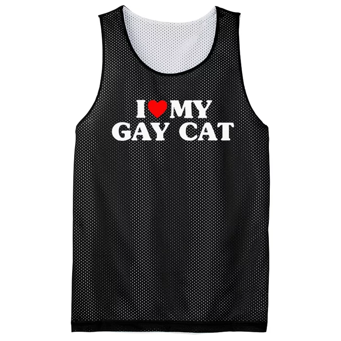 I Love My Cat Funny Mesh Reversible Basketball Jersey Tank