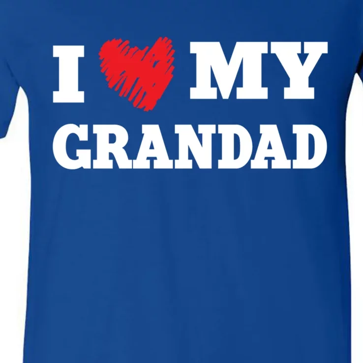 I Love My Grandad Favorite Family Member Valentines Gift V-Neck T-Shirt