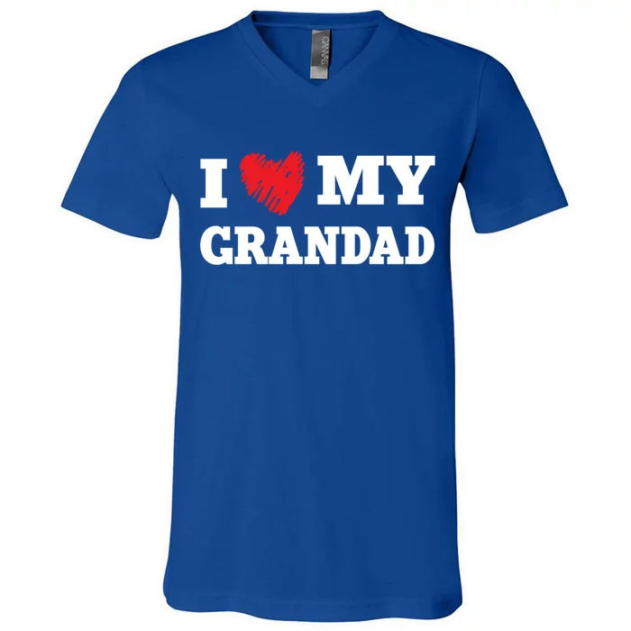 I Love My Grandad Favorite Family Member Valentines Gift V-Neck T-Shirt