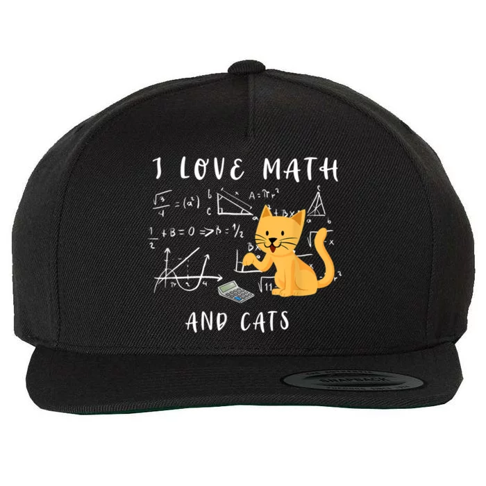 I Love Math And Cats Math Student Mathematician Math Teacher Wool Snapback Cap