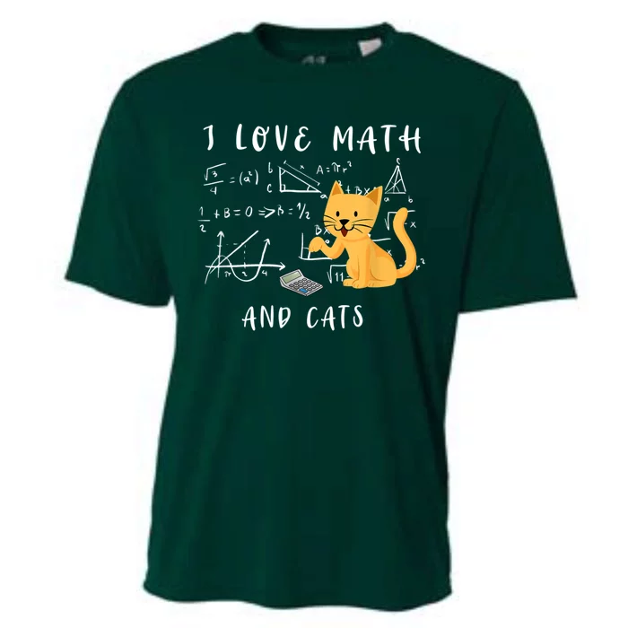 I Love Math And Cats Math Student Mathematician Math Teacher Cooling Performance Crew T-Shirt