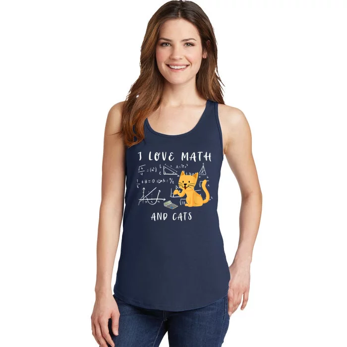 I Love Math And Cats Math Student Mathematician Math Teacher Ladies Essential Tank