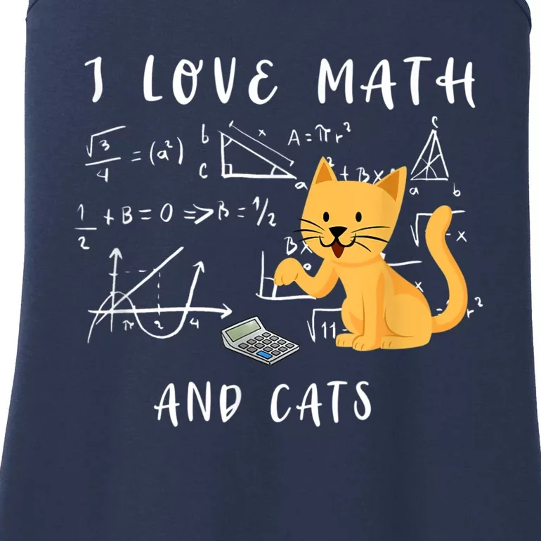 I Love Math And Cats Math Student Mathematician Math Teacher Ladies Essential Tank