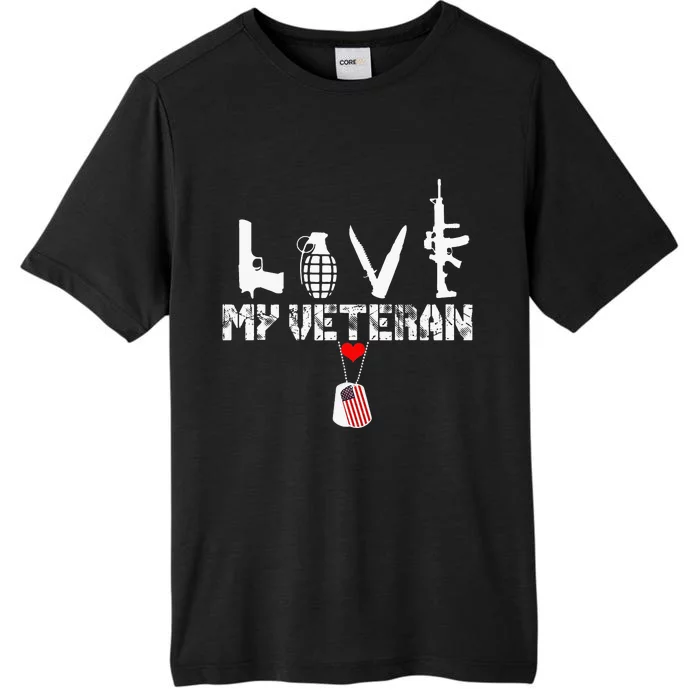 I Love My Veteran Flag Heart Dogtag Military ChromaSoft Performance T-Shirt