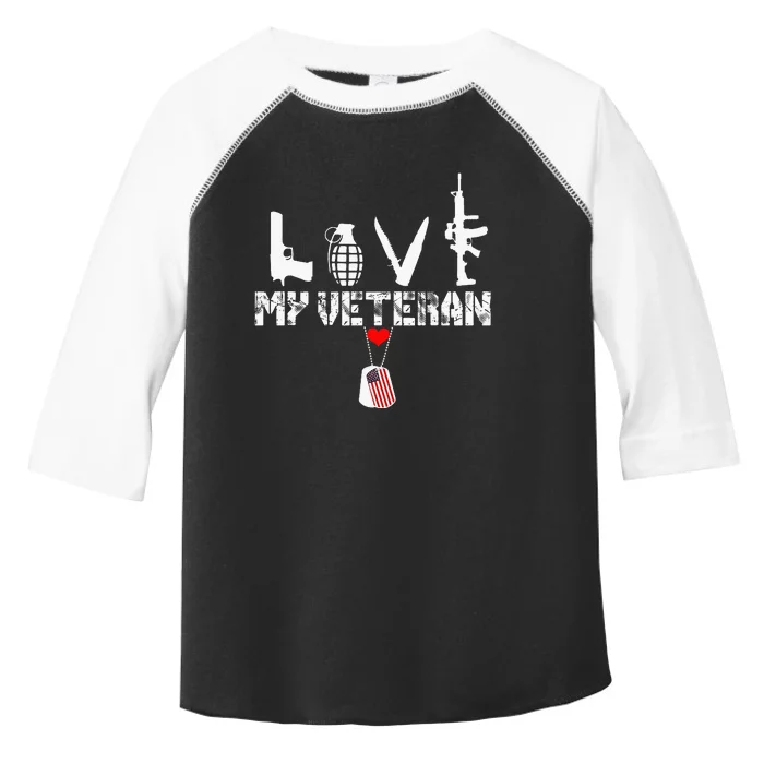 I Love My Veteran Flag Heart Dogtag Military Toddler Fine Jersey T-Shirt