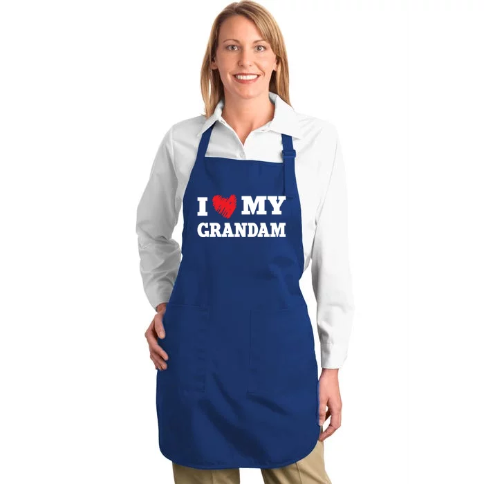 I Love My Grandam Favorite Family Member Valentines Gift Full-Length Apron With Pocket