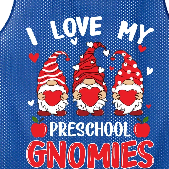 I Love My Preschool Gnomies Valentine's Day Teacher Funny Gift Mesh Reversible Basketball Jersey Tank