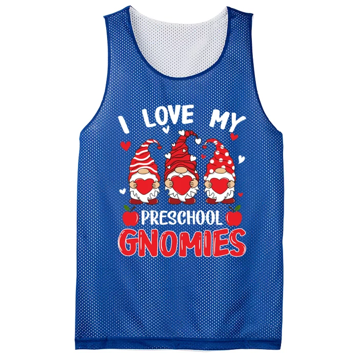 I Love My Preschool Gnomies Valentine's Day Teacher Funny Gift Mesh Reversible Basketball Jersey Tank